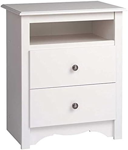 Prepac Monterey Tall 2-Drawer Nightstand with Open Shelf, White | Amazon (US)