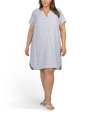Plus Linen Blend Short Sleeve Split Collar Dress | Casual Dresses  | Marshalls | Marshalls