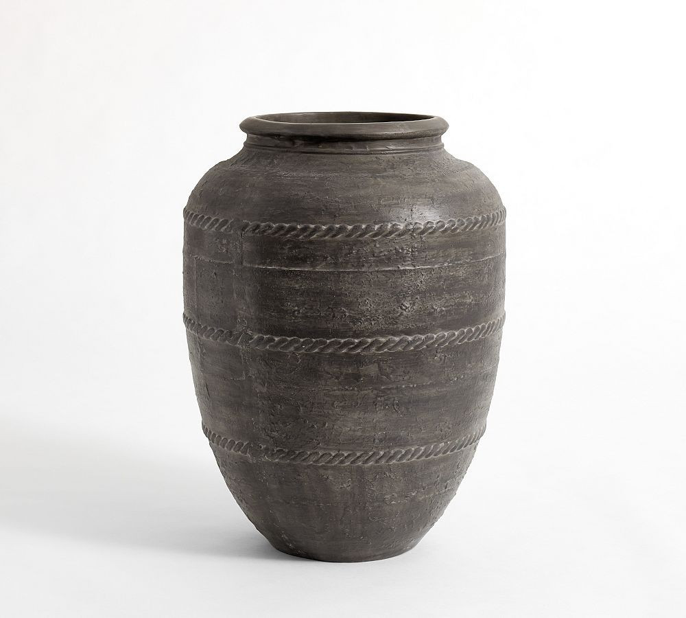 Sienna Braided Planter, Tall - Charcoal | Pottery Barn (US)