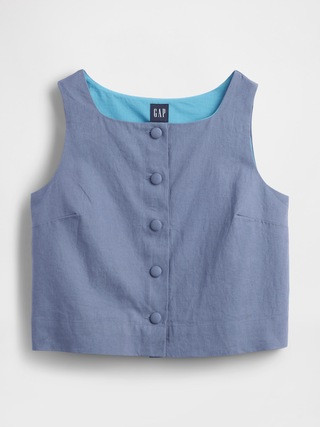Linen-Blend Button-Front Shell Top | Gap (US)
