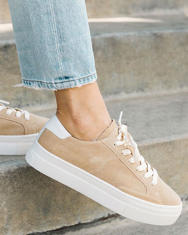 The Ibiza Platform - Suede - Sand | Women's Sneakers | Soludos
