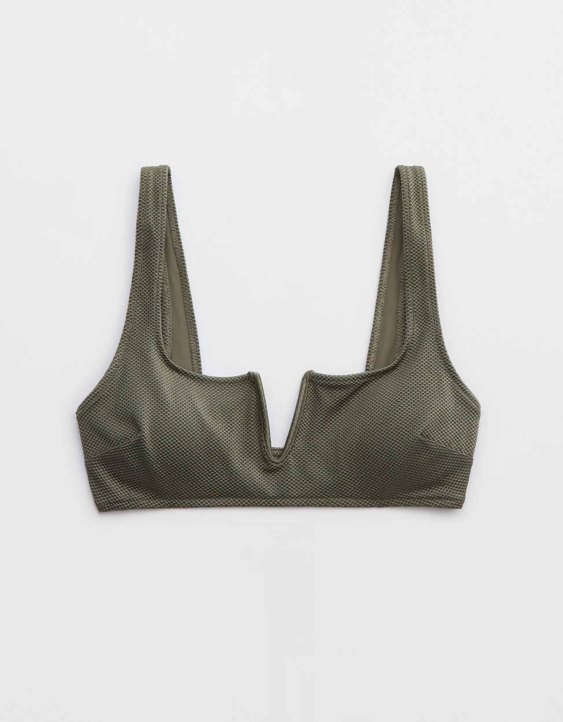 Aerie Shine Pique V Wire Scoop Bikini Top | Aerie