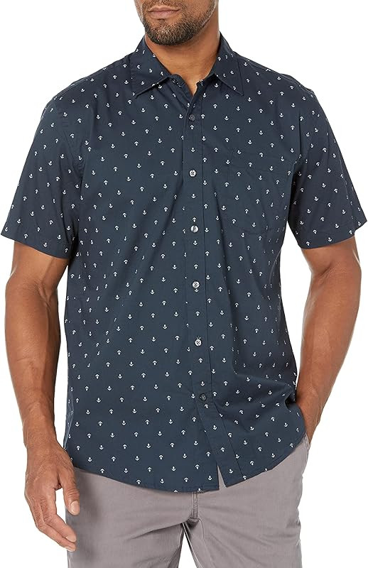 Amazon Essentials Men's Regular-Fit Short-Sleeve Print Shirt | Amazon (US)