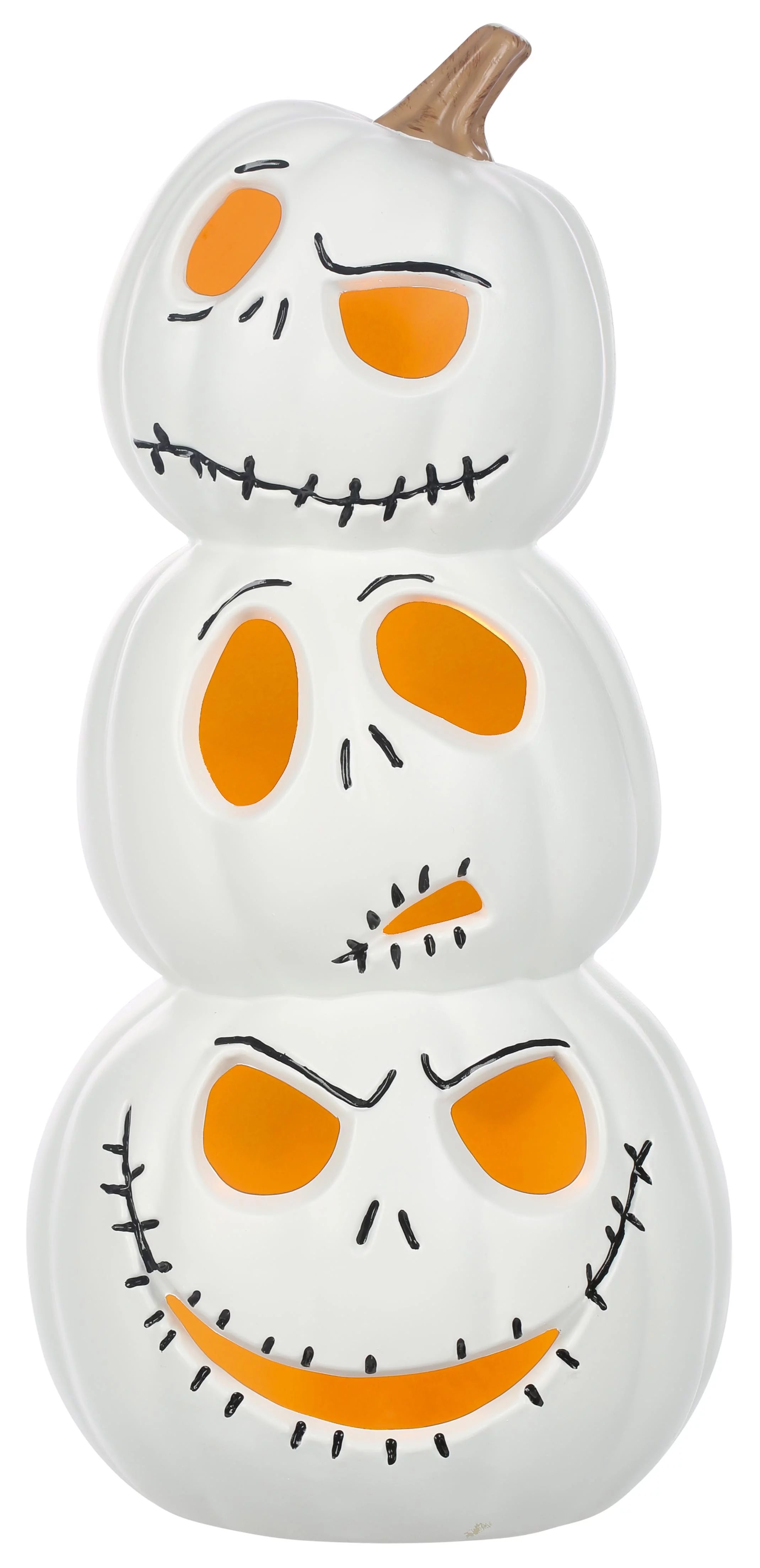 The Nightmare Before Christmas Jack Skellington Light Up White Pumpkin Stack Halloween Decoration... | Walmart (US)