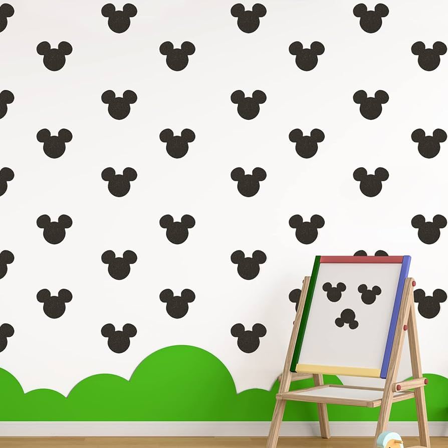 120PCS Black Cartoon Mouse Head Wall Sticker, Cute Animal Wall Decals Removable Mouse Head Wall S... | Amazon (US)