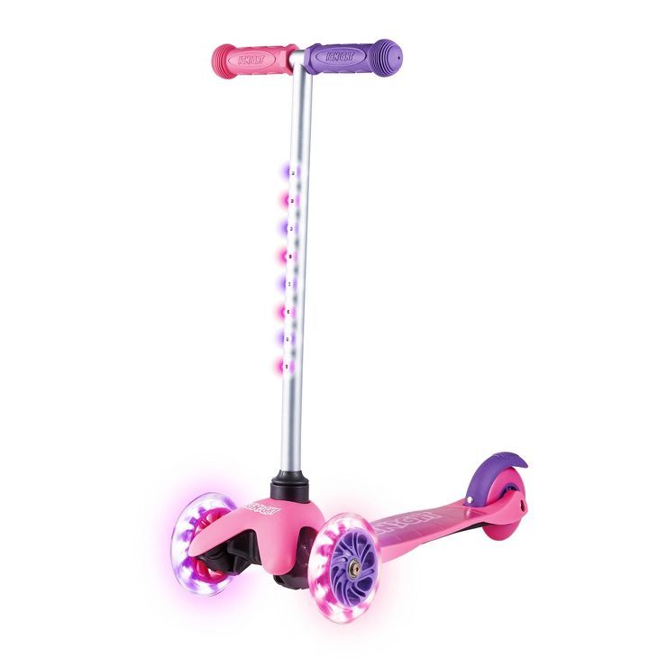 Ignight Pink/Purple 3 Wheel Kids Scooter W/ Light Up Wheels & Tbar | Target