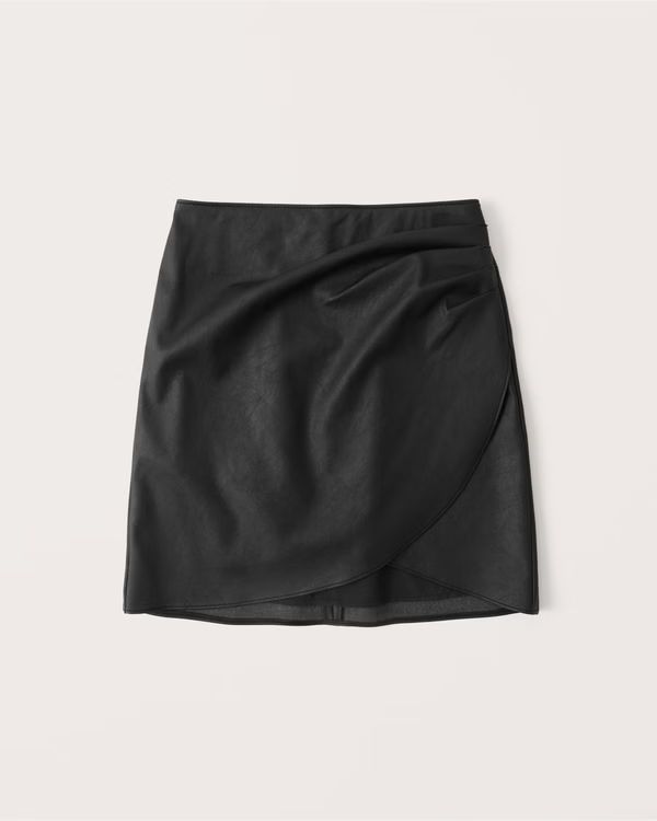 Vegan Leather Ruched Mini Skirt | Abercrombie & Fitch (US)