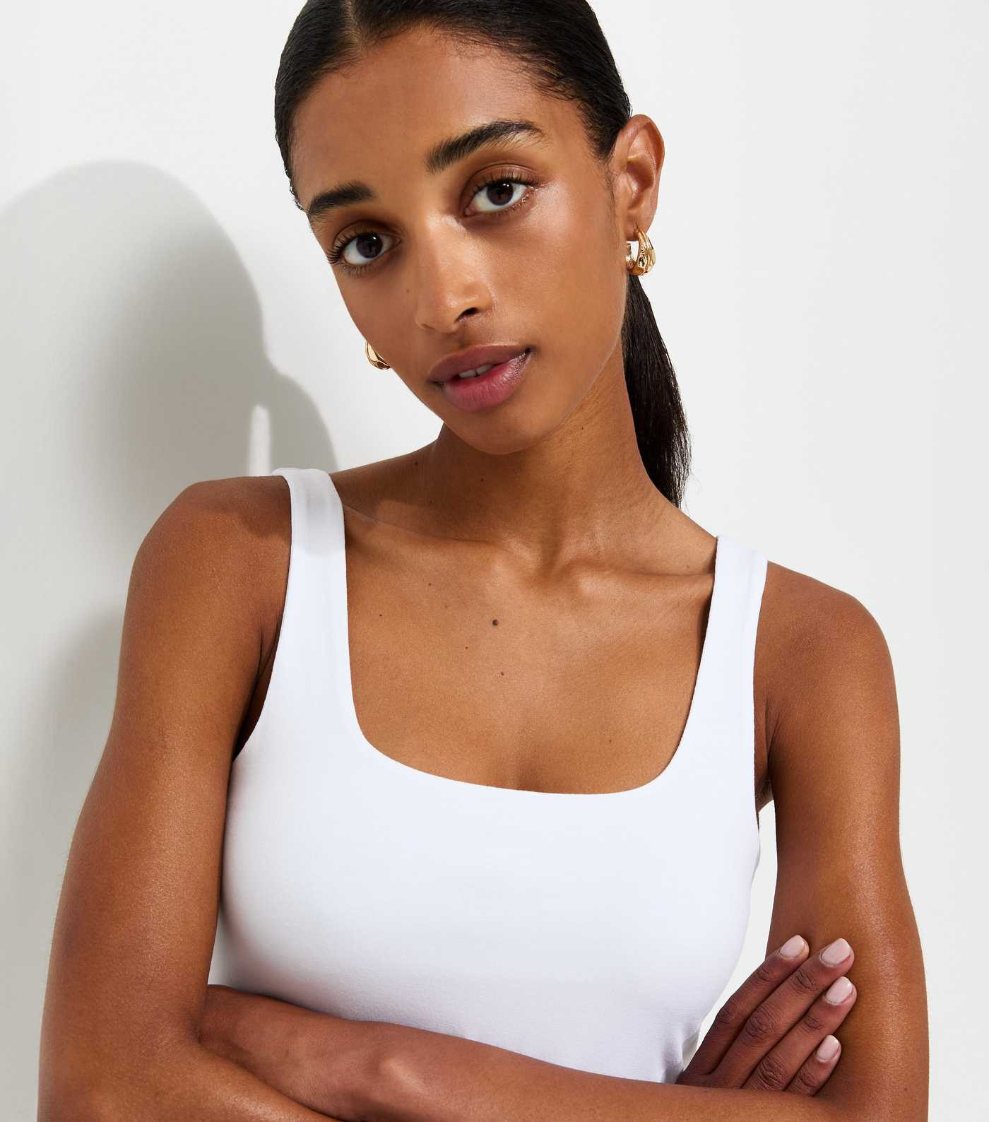 White Cotton Rich Square Neck Vest Top | New Look | New Look (UK)