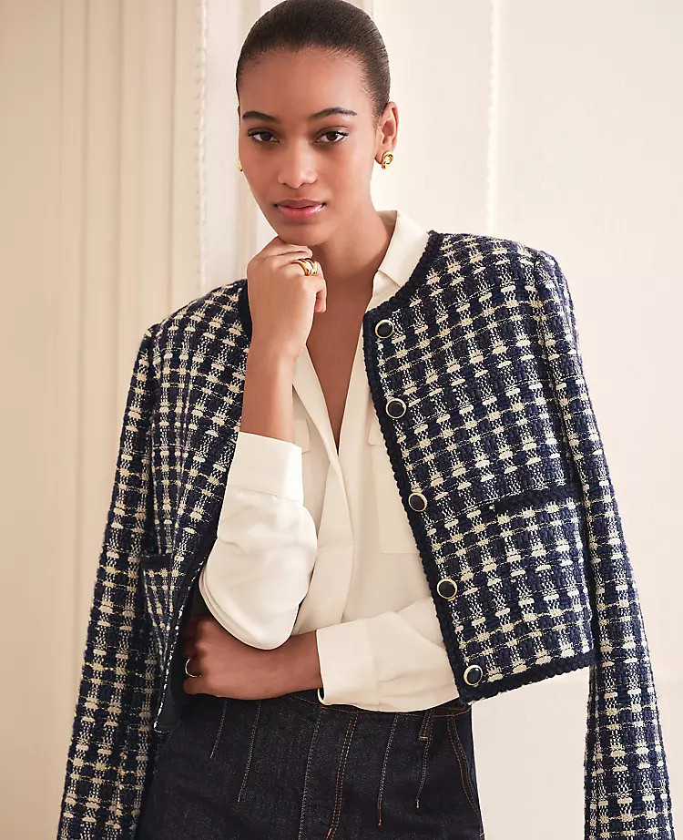 Petite Tweed Patch Pocket Jacket | Ann Taylor