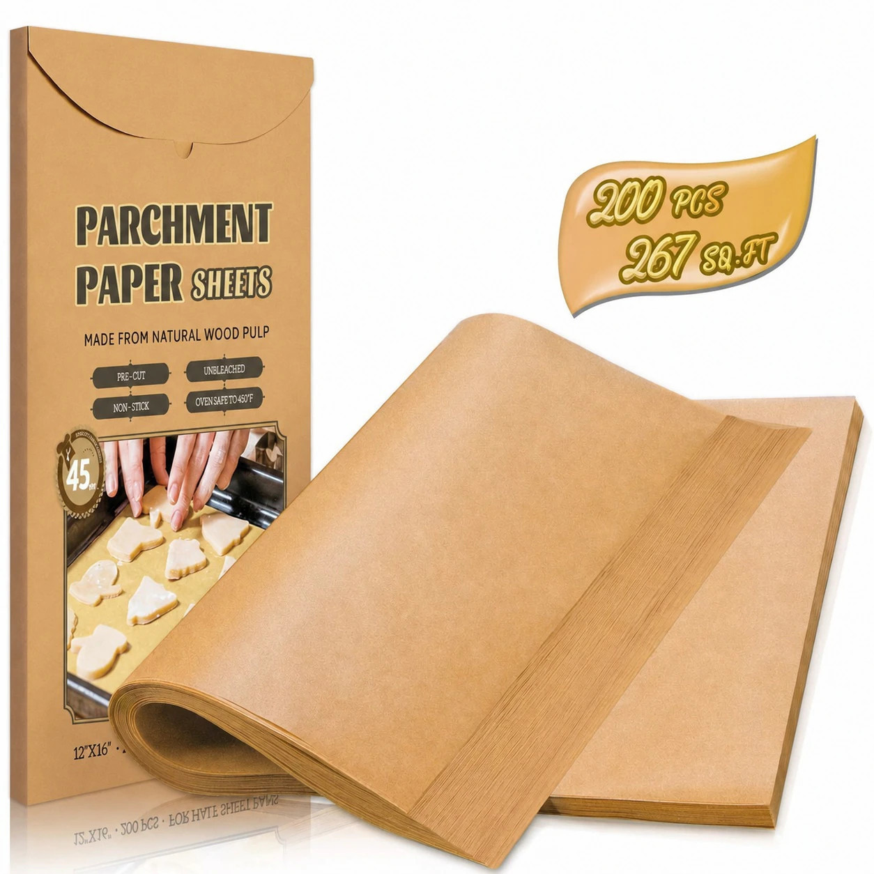 Anqtovp 200 pcs Parchment Paper Sheets 12 x 16 Inch Extra Thick Unbleached Non Stick Precut for Baking Cooking Grilling Air Fryer Steaming Fits | Lowe's