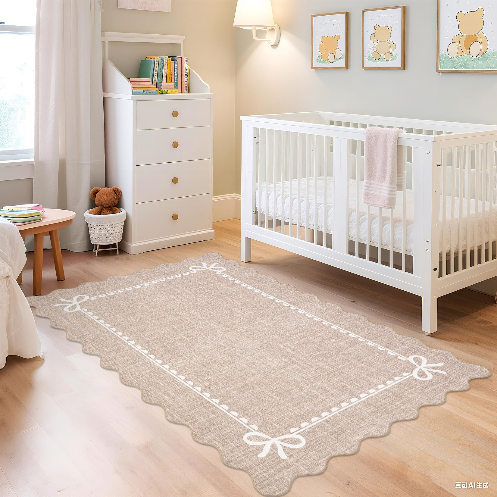 GarveeHome Scalloped Bow Rug for Living Room, Solid Camel Rug for Dorm, Washable Rugs 3x5 Soft Lo... | Amazon (US)