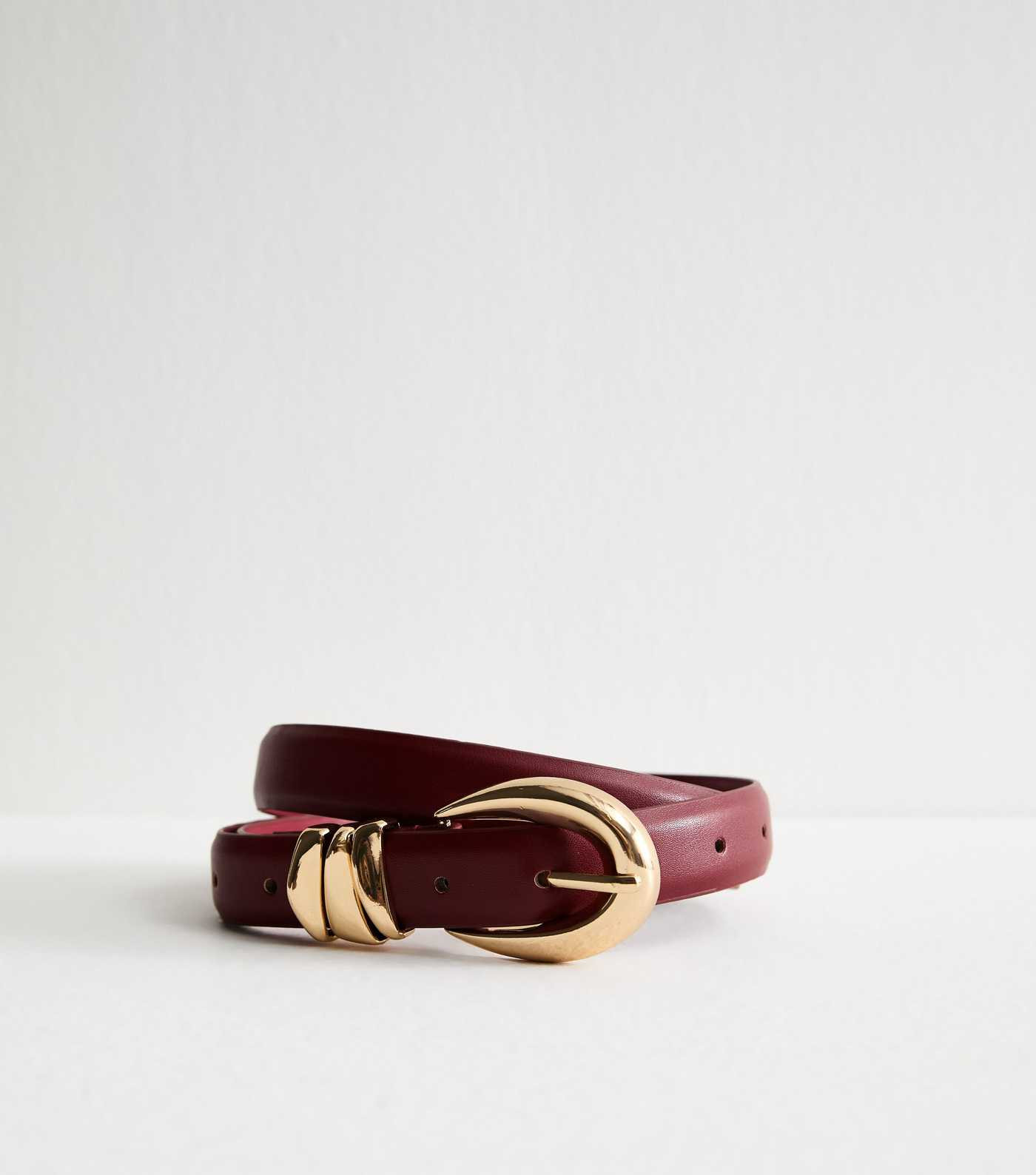 Burgundy Faux Leather Triple Belt Loop Belt | New Look | New Look (UK)