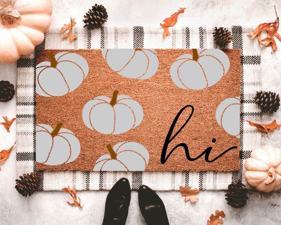 Gray Pumpkins Doormat Fall Doormat Fall Porch Decor Outdoor Fall Decor Neutral Fall Decor Fall Ou... | Etsy (US)