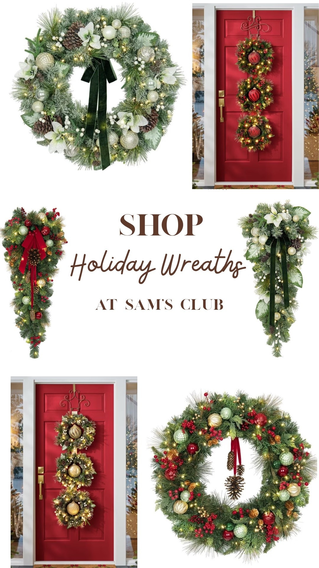 Shop so many beautiful wreath styles for your front door—all in one place. 🎄✨ From classic and timeless to full, lush statement pieces, Sam’s Club has a wreath for every Christmas style.✨❤️

#LTKSeasonal #LTKU #LTKHome