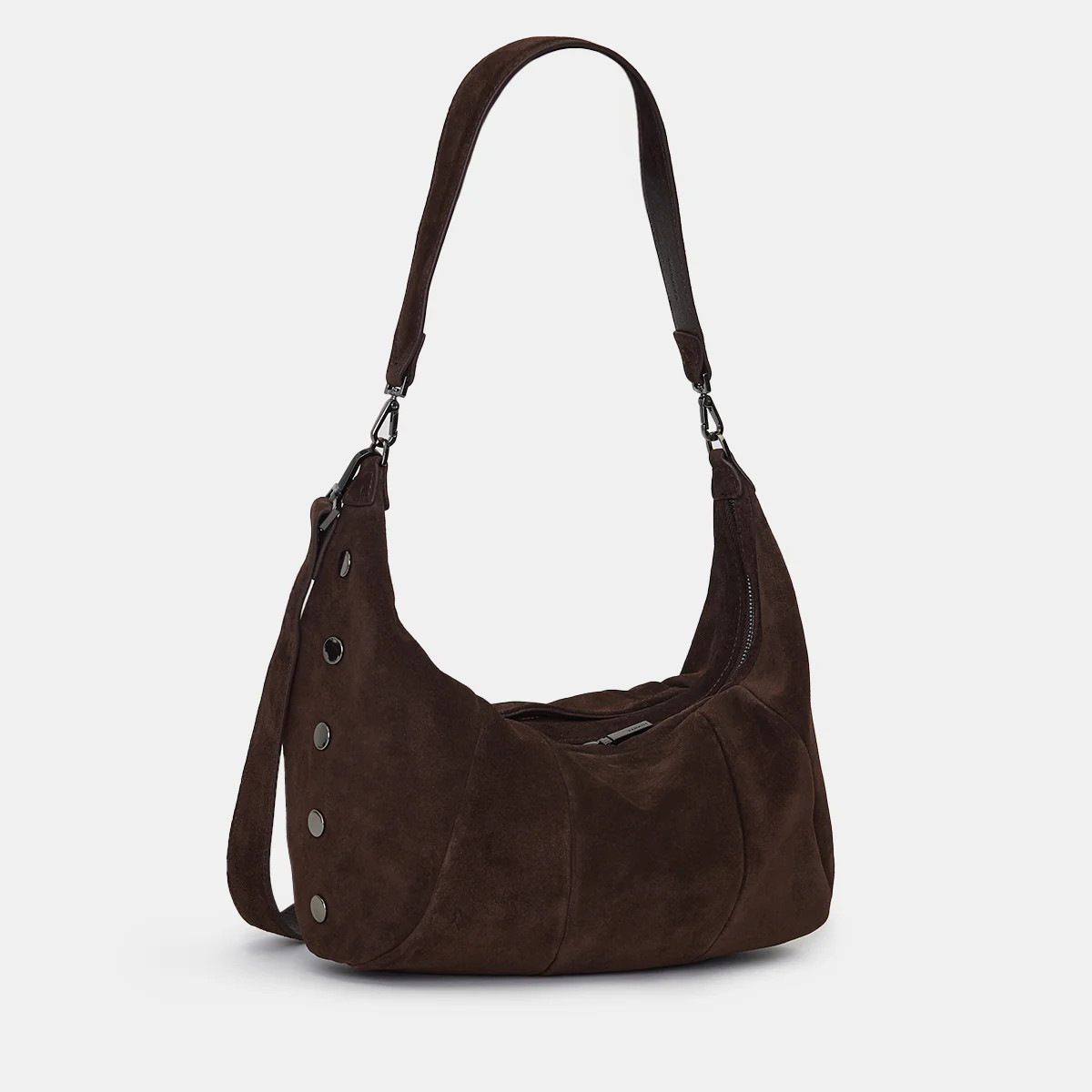 Morgan-Espresso Suede Croissant Bag with Slouchy Touch | Hammitt | Hammitt (US)