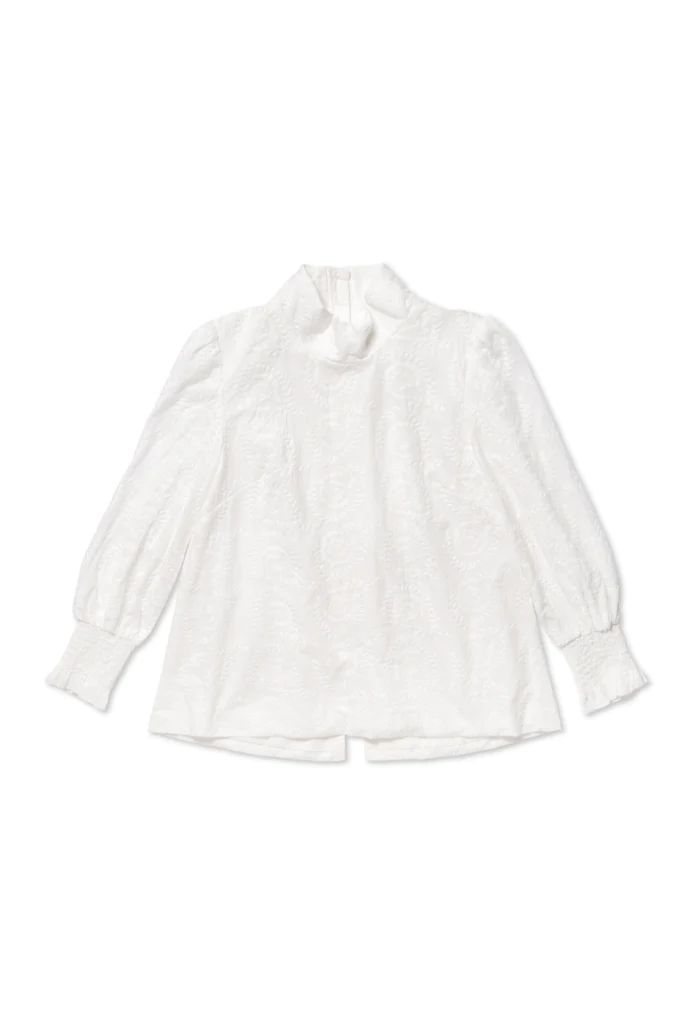 Long Sleeve Mod Top - White Embroidery | Shop BURU