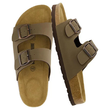 Cushionaire Lane Cork Footbed Sandals for Women – Comfortable Double Buckle Slip-On with Genuine Suede Footbed & Arch Support Slides for Women Footwear | Walmart (US)
