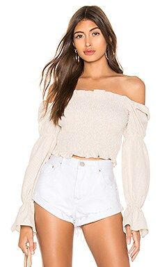 superdown Abigail Smocked Top in Toast from Revolve.com | Revolve Clothing (Global)