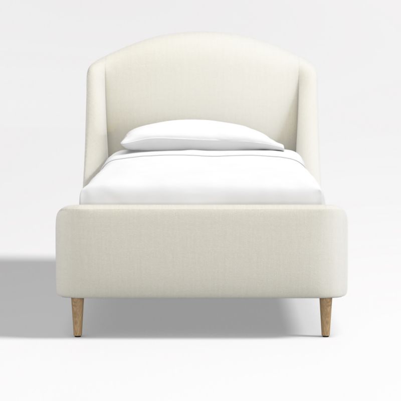 Lafayette Weave Ivory Upholstered Twin Bed Frame + Reviews | Crate & Barrel | Crate & Barrel