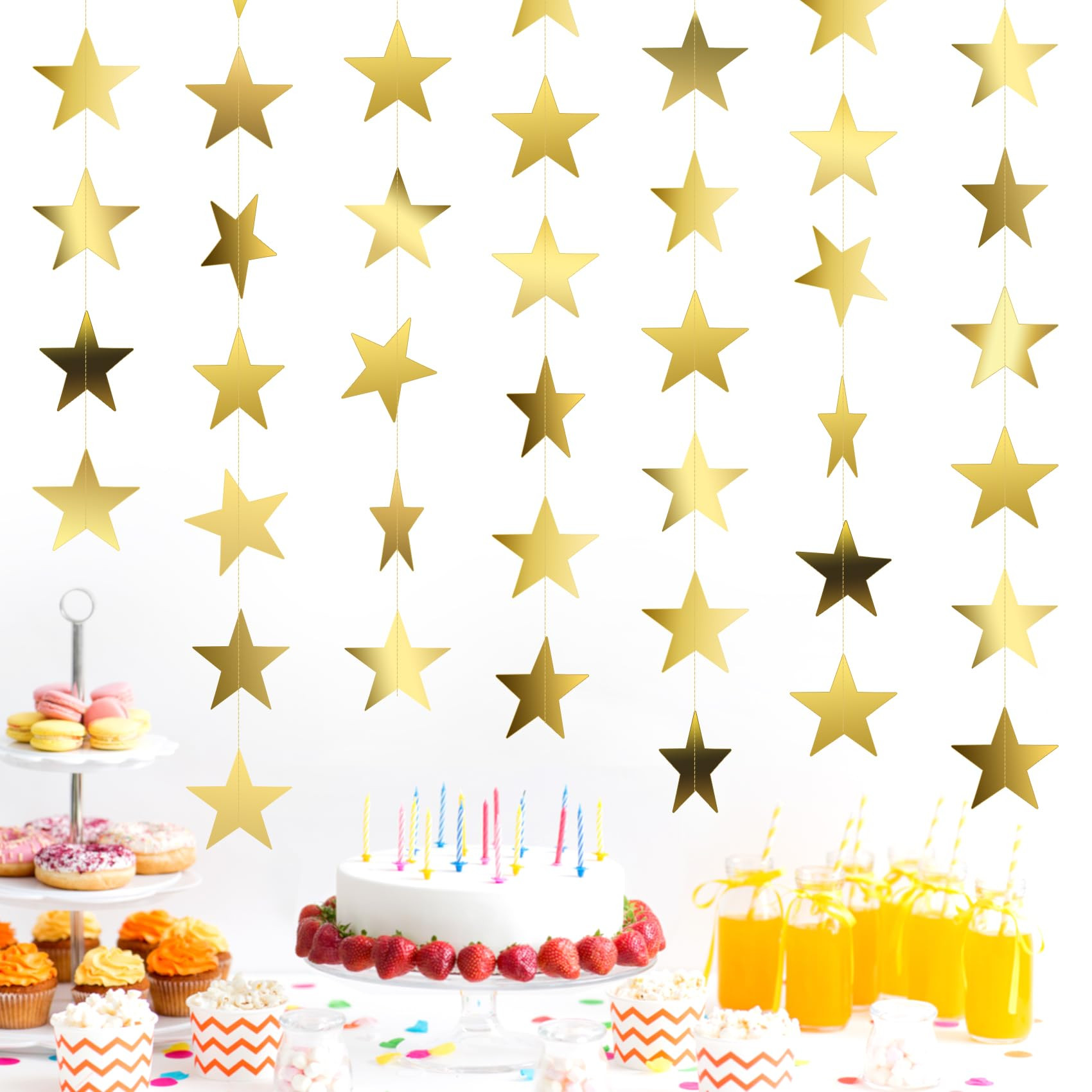 Star Garland, Glitter Gold Star Garland Banner, 66Feet Double Side Star Hanging Bunting Banner Ba... | Amazon (US)