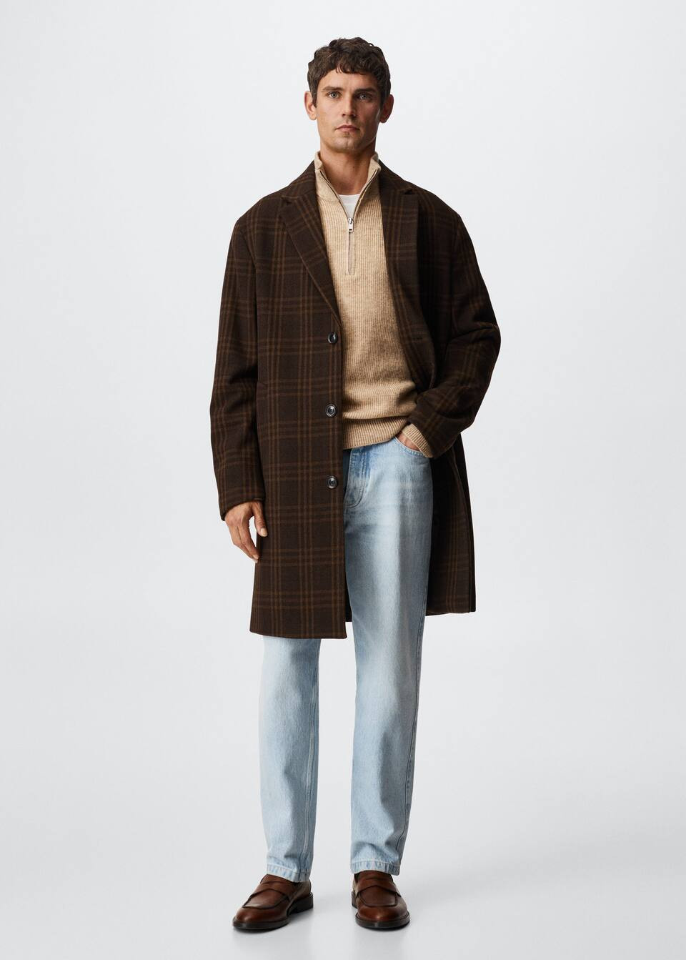 Oversized checked wool coat -  Men | Mango Man USA | MANGO (US)