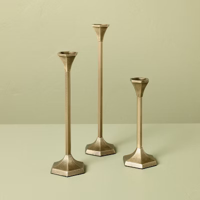 3pk Brass Candlestick Set - Hearth & Hand™ with Magnolia | Target