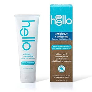 Hello Oral Care Fluoride Free Antiplaque and Whitening Toothpaste Vegan SLS Free with Tea Tree Oi... | Amazon (US)