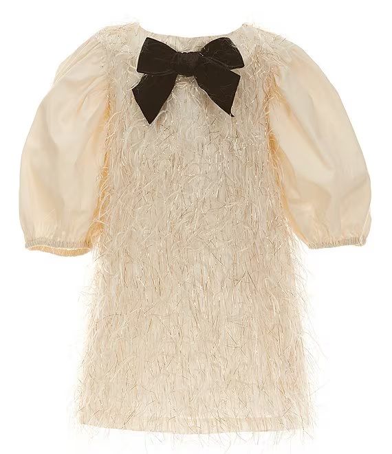 Little Girls 2T-6X Long-Sleeve Feather Bow Dress | Dillard's