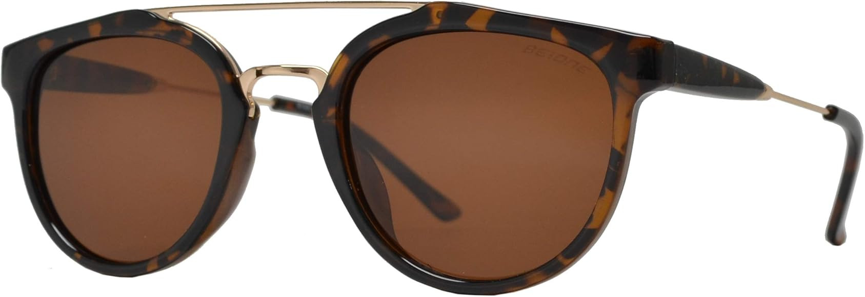 Retro Vintage Round Flat Lens Horn Rimmed Sunglasses with Metal Brow Bar | Amazon (US)