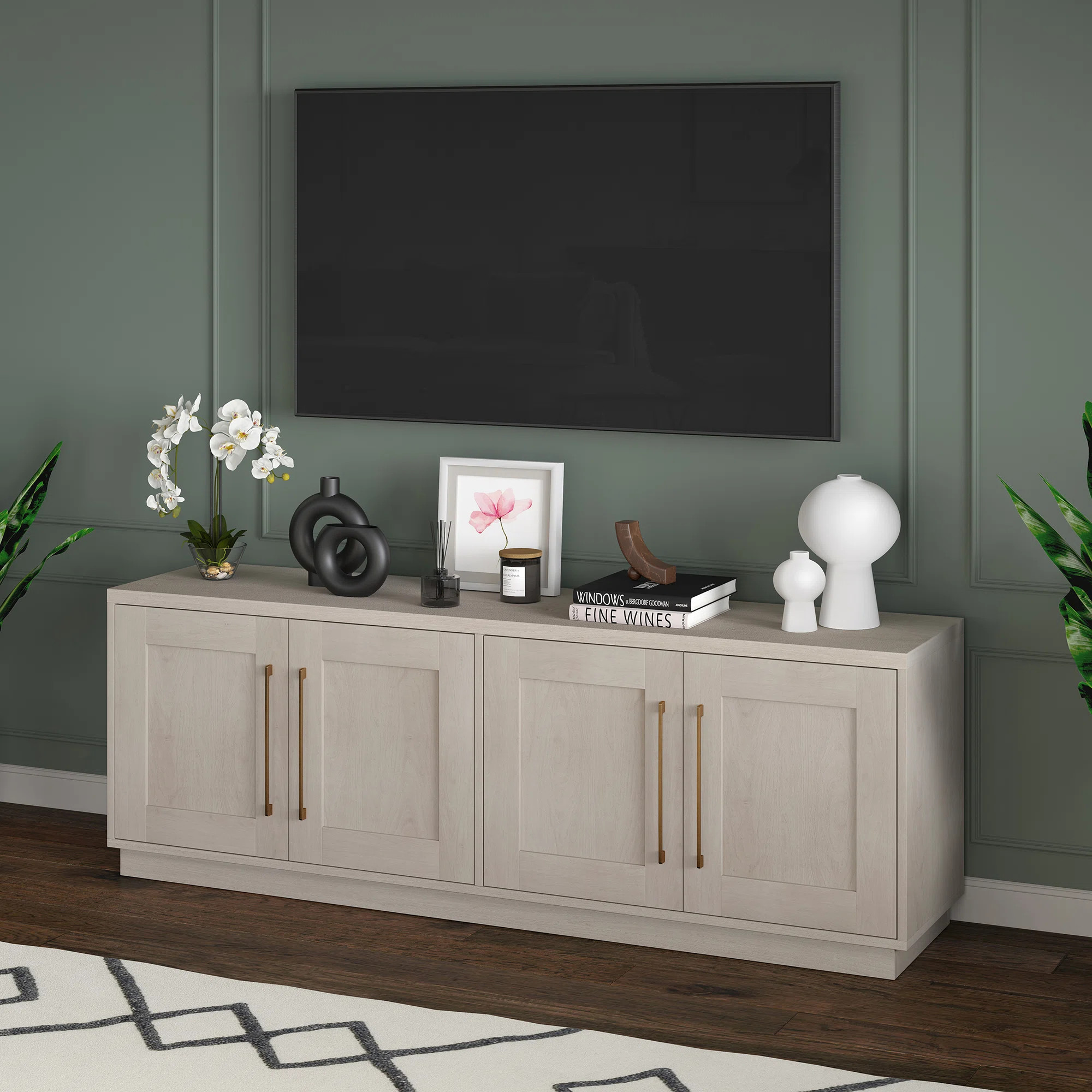Tillman TV Stand for TVs up to 75" in Alder White with Storage, Adjustable Shelves & Cable Manage... | Wayfair North America