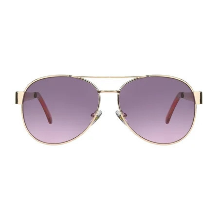 Betsey Johnson Women's Rose Gold Stone Encrusted Aviator Sunglasses | Walmart (US)