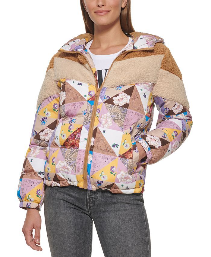 Levi's Patchwork Hooded Puffer Coat, Created for Macy's & Reviews - Coats & Jackets - Women - Mac... | Macys (US)