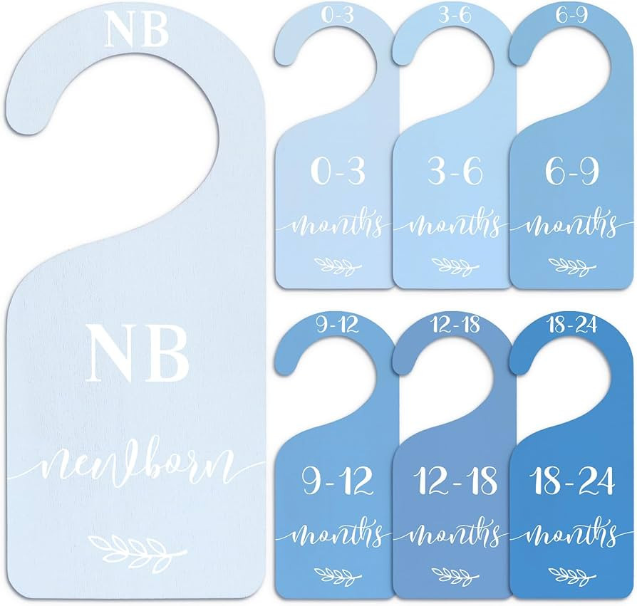 Whaline 7Pcs Blue Wood Baby Closet Size Dividers with Velvet Bag Newborn to 24 Month Thicken Infa... | Amazon (US)
