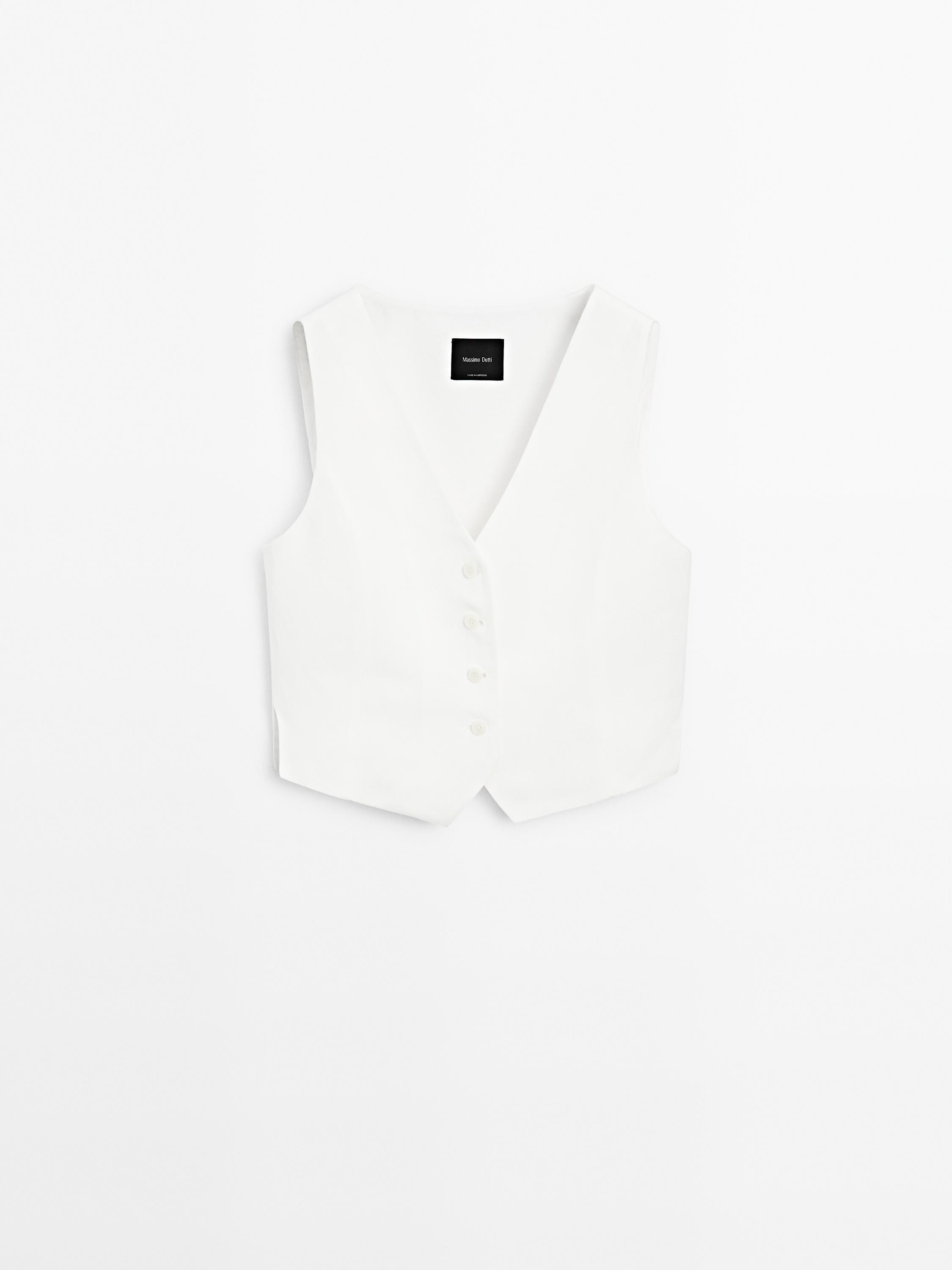 Kurze Weste mit V-Ausschnitt | Massimo Dutti DE