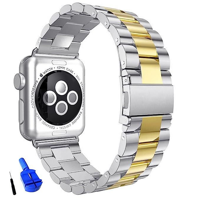 Guigong Band Compatible with Apple Watch, Stainless Steel Metal Replacement Smart Watch Strap Bra... | Amazon (US)