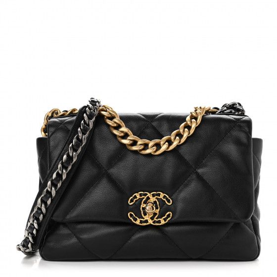 CHANEL Goatskin Quilted Maxi Chanel 19 Flap Black | Fashionphile