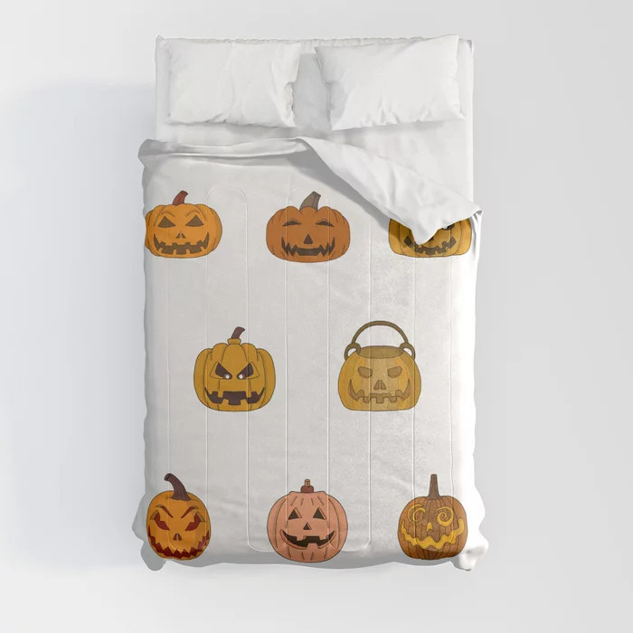 Eight Halloween Pumpkins Comforter | Society6