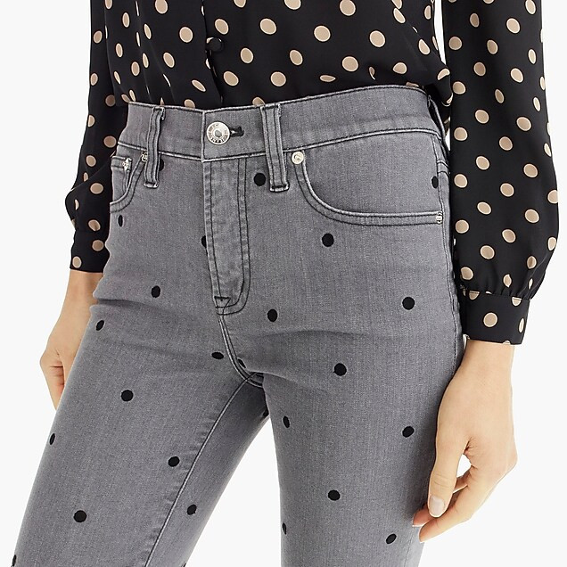 9" high-rise toothpick jean in charcoal polka dot | J. Crew US