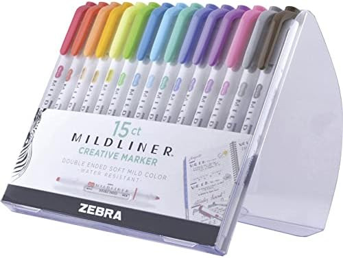 Zebra Pen Mildliner, Double Ended Highlighter, Broad and Fine Tips, Assorted Colors, 15 Pack | Amazon (US)