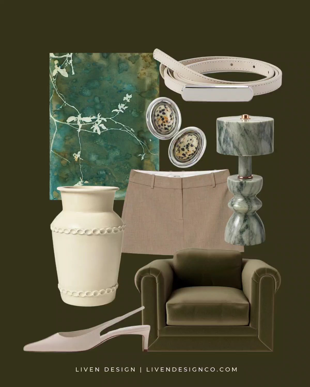 New discoveries. Marble rechargeable cordless lamp. Amazon home. Target home. Ceramic vase. Mini skirt. Statement belt. Abstract art. Botanical art. Statement earrings. Velvet green armchair. Slingback cream heels. 

#LTKSeasonal #LTKSaleAlert #LTKHome
