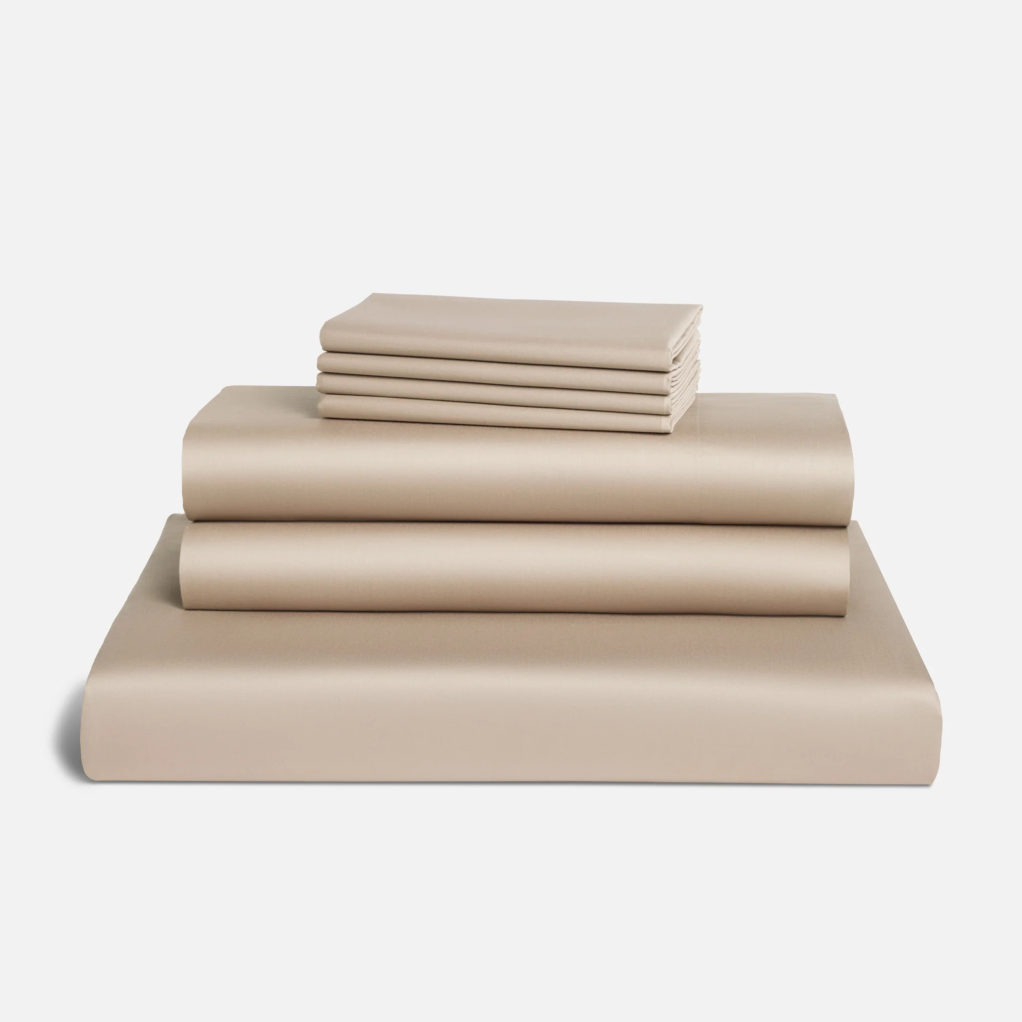 Brooklinen Luxe Sateen Hardcore Sheet Bundle size Full in Driftwood | Brooklinen