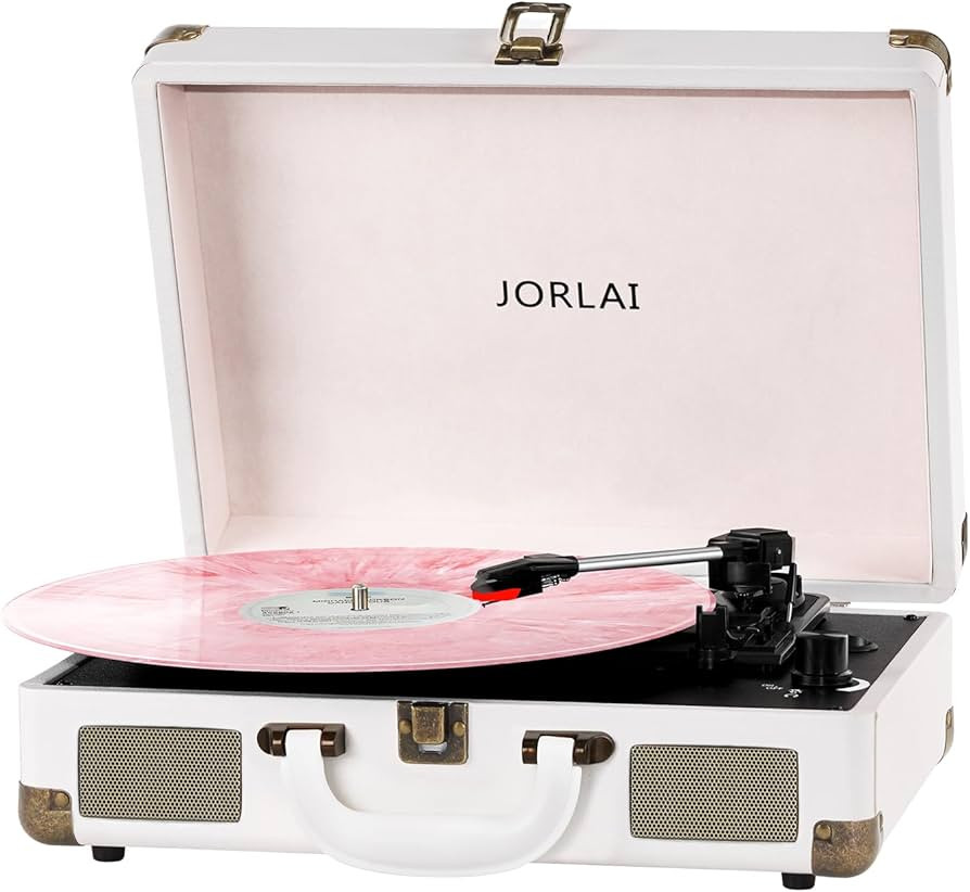 Amazon.com: JORLAI Record Player 3 Speeds Turntable with Bluetooth Built-in Battery Stereo Speake... | Amazon (US)
