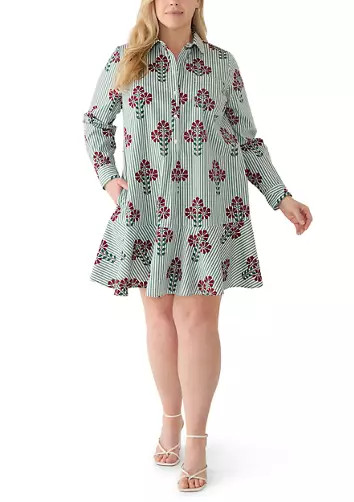 Plus Size Long Sleeve Flounce Shirtdress | Belk