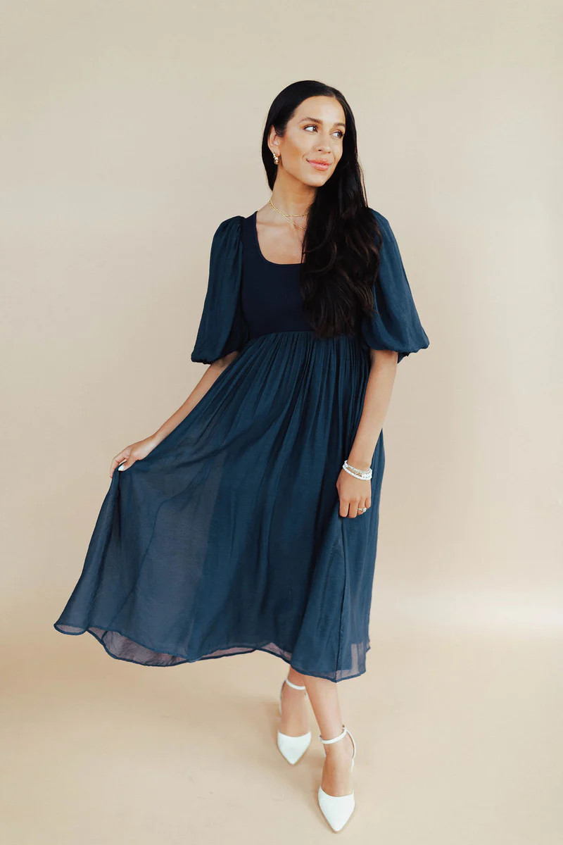Raina Knit Midi in Navy | Henly