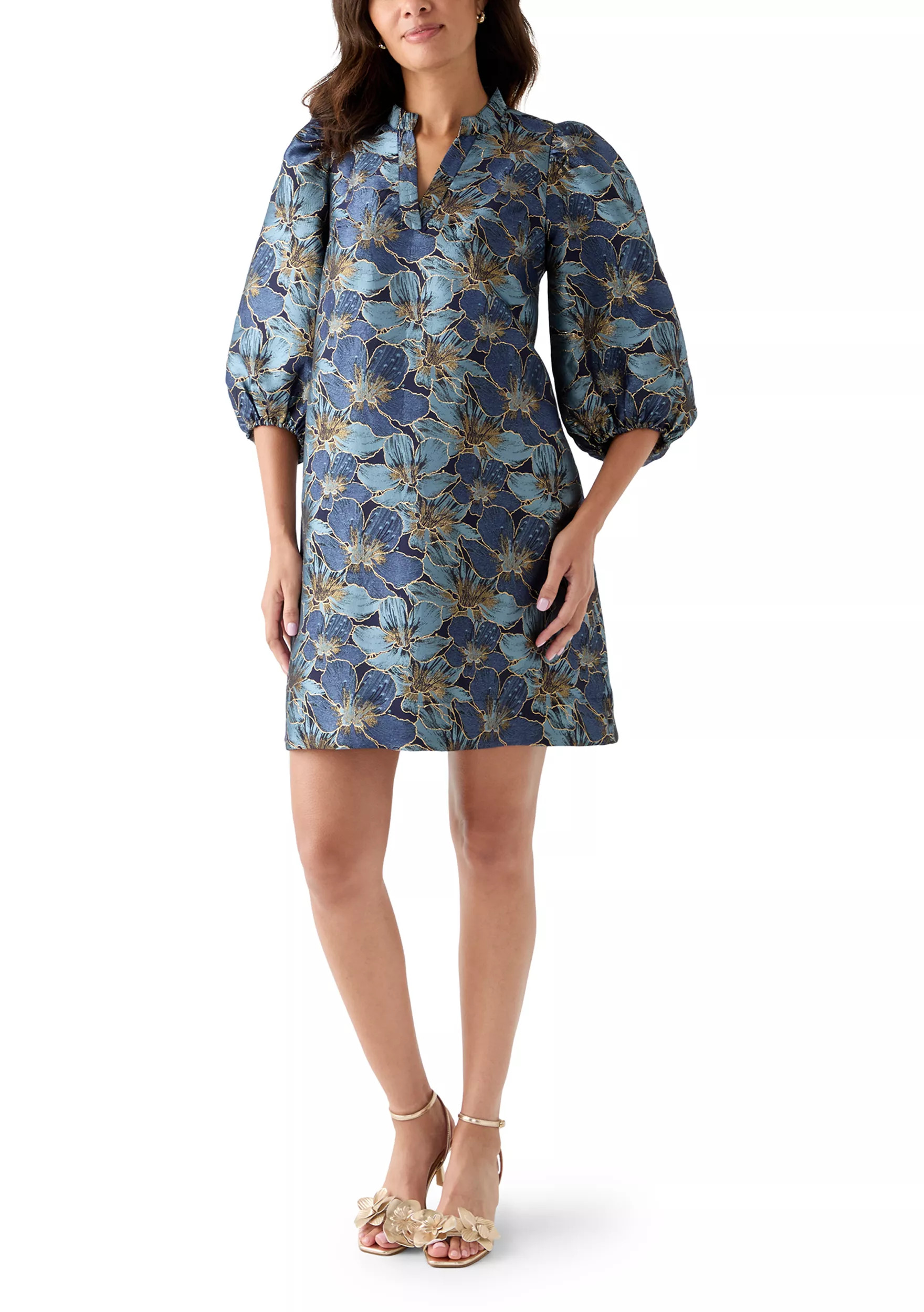 Women's 3/4 Puff Sleeve Jacquard Dress | Belk