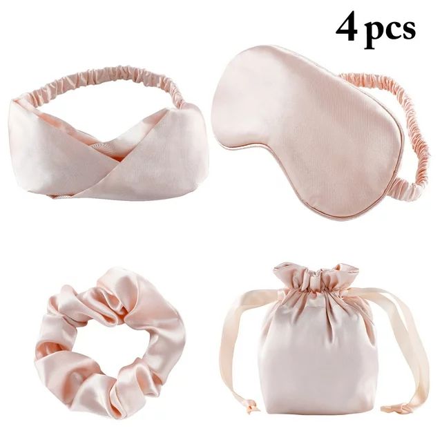 Peaoy Sleep Mask Silk Eye Mask for Sleeping Blindfold Eye Covers with Headband Scrunchy Pouch for... | Walmart (US)