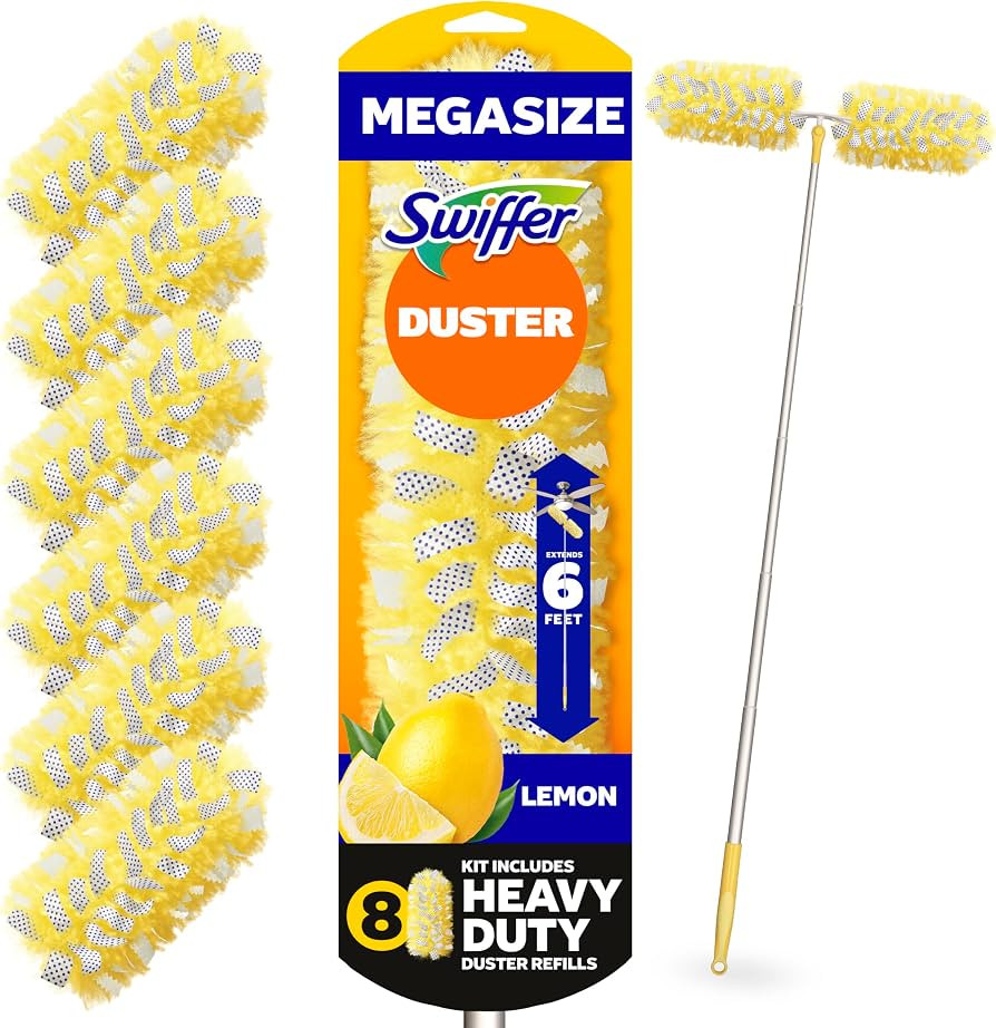 Swiffer Duster Kit with 6 ft Super Extendable Handle, Heavy Duty Starter Kit with 8 Refills, Lemo... | Amazon (US)