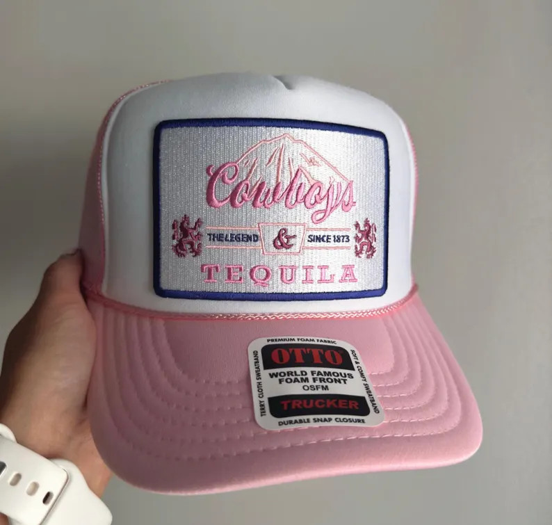 Cowboys & Tequila Hat Preppy Trucker Hat, Trucker Hats for Women, Embroidered Trucker Hat Patches... | Etsy (US)