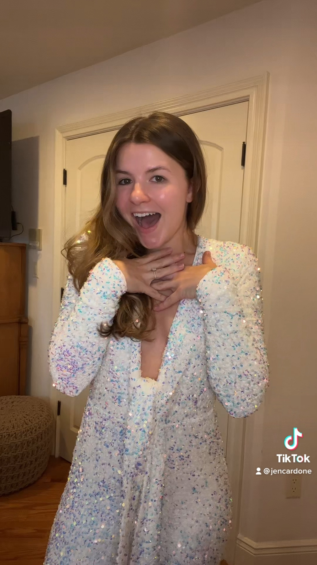 THE bridal jumpsuit 🤍🫶🏻 wearing size Medium in this perfect white sequin jumpsuit 

#LTKwedding #LTKFind #LTKSeasonal