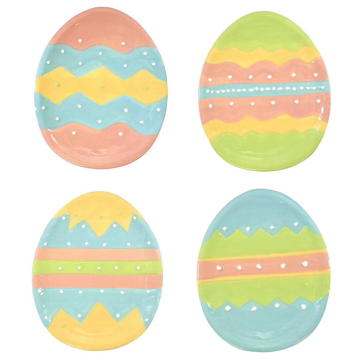 Tabletop 6.75" Dottie Egg Plate Easter Decorated St/4 Transpac  -  Dining Plates | Target
